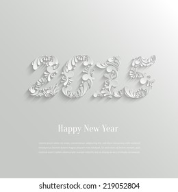 Abstract 3d Floral Happy New Year 2015 Background, Trendy Design Template