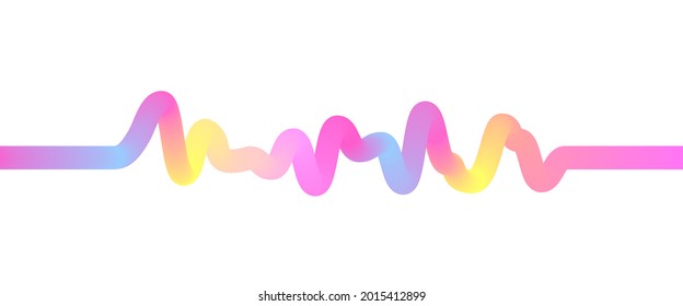 Abstract 3d flowing sound wave with multicolored gradient. Digital frequency track and voice equalizer. Modern Vector background