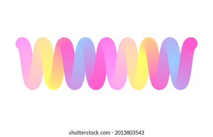 Resumen gradiente multicolor de la línea de zigzag ondulante 3d. Elemento de diseño digital del vector aislado en fondo blanco