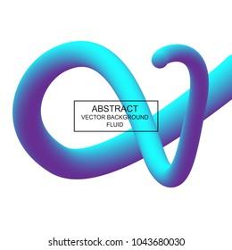 Abstract 3d fluid curved line. Liquid shape on white background. Vibrant saturated colors gradient swirled stream. Vector illustration.