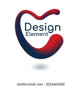 Abstract 3d fluid design element isolated on white background. Gradient colorful heart shape. Vivid blend element great for logo design. Vector illustration.