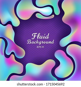 Abstract 3D fluid gradient colorful shape on purple background with space for your text. Vector illustration