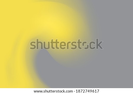 abstract 3d fluid liquid wave with Illuminating yellow color on ultimate gray background, trendy colors of the year 2021 for design, stock vector illustration backdrop