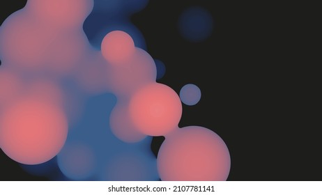 Abstract 3d fluid metaball shape with violet balls. Synthwave liquid pastel organic droplets with gradient color.