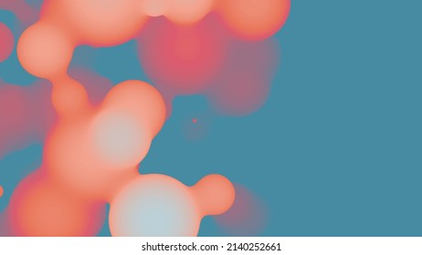 Abstract 3d fluid metaball shape with colorful balls. Synthwave liquid pastel organic droplets with gradient color.