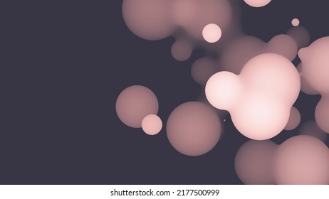 Abstract 3d fluid metaball shape with pink balls. Synthwave liquid pastel organic droplets with gradient color.