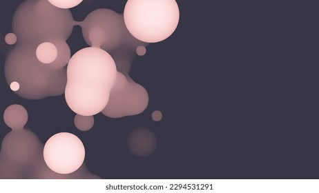 Abstract 3d fluid metaball shape with pink balls. Synthwave liquid pastel organic droplets with gradient color.