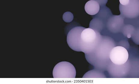 Abstract 3d fluid metaball shape with violet balls. Synthwave liquid pastel organic droplets with gradient color.