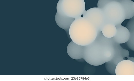 Abstract 3d fluid metaball shape with dark pastel balls. Synthwave liquid pastel organic droplets with gradient color.