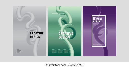 Abstract 3D Fluid Posters Creative Design Templates