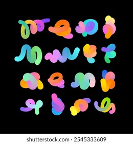 Abstract 3D fluid shape clipart, colorful gradient design vector set.
