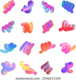 Abstract 3D fluid shape clipart, colorful gradient design vector set.
