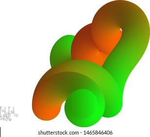 Abstract 3D fluid shape isolated on white background. Colorful gradient twisted element for web banner or flyer. Multicolored blend with swirls  waves and twists.