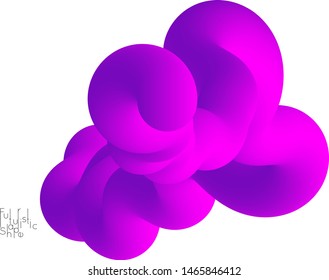 Abstract 3D fluid shape isolated on white background. Colorful gradient twisted element for web banner or flyer. Multicolored blend with swirls  waves and twists.
