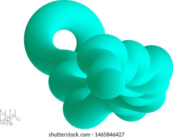 Abstract 3D fluid shape isolated on white background. Colorful gradient twisted element for web banner or flyer. Multicolored blend with swirls  waves and twists.