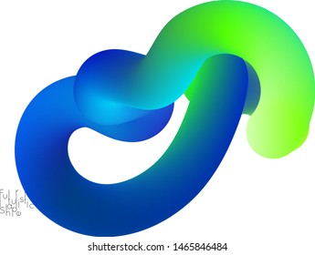 Abstract 3D fluid shape isolated on white background. Colorful gradient twisted element for web banner or flyer. Multicolored blend with swirls  waves and twists.