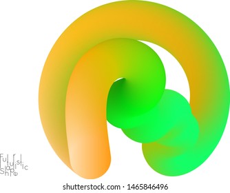 Abstract 3D fluid shape isolated on white background. Colorful gradient twisted element for web banner or flyer. Multicolored blend with swirls  waves and twists.