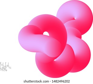 Abstract 3D fluid shape isolated on white background. Colorful gradient twisted element for web banner or flyer. Multicolored blend with swirls  waves and twists.