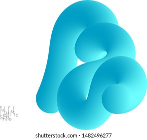 Abstract 3D fluid shape isolated on white background. Colorful gradient twisted element for web banner or flyer. Multicolored blend with swirls  waves and twists.