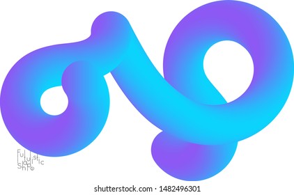 Abstract 3D fluid shape isolated on white background. Colorful gradient twisted element for web banner or flyer. Multicolored blend with swirls  waves and twists.