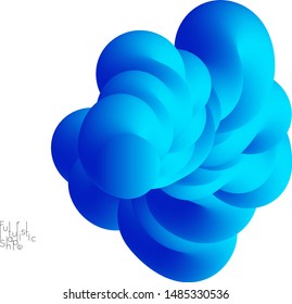 Abstract 3D fluid shape isolated on white background. Colorful gradient twisted element for web banner or flyer. Multicolored blend with swirls  waves and twists.