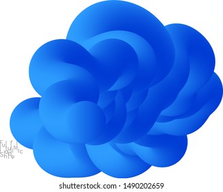 Abstract 3D fluid shape isolated on white background. Colorful gradient twisted element for web banner or flyer. Multicolored blend with swirls  waves and twists.