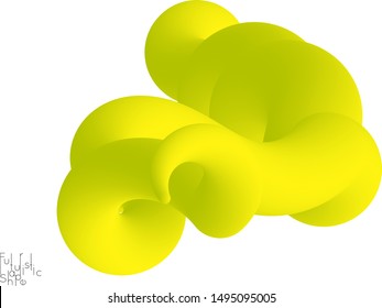 Abstract 3D fluid shape isolated on white background. Colorful gradient twisted element for web banner or flyer. Multicolored blend with swirls  waves and twists.