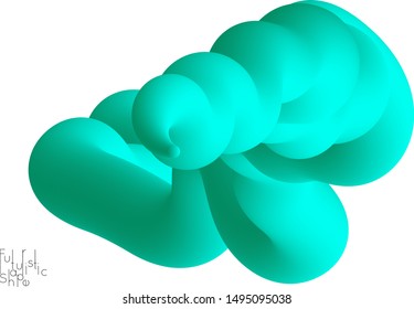 Abstract 3D fluid shape isolated on white background. Colorful gradient twisted element for web banner or flyer. Multicolored blend with swirls  waves and twists.