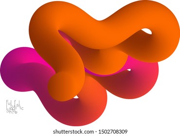 Abstract 3D fluid shape isolated on white background. Colorful gradient twisted element for web banner or flyer. Multicolored blend with swirls  waves and twists.