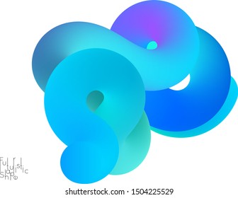 Abstract 3D fluid shape isolated on white background. Colorful gradient twisted element for web banner or flyer. Multicolored blend with swirls  waves and twists.