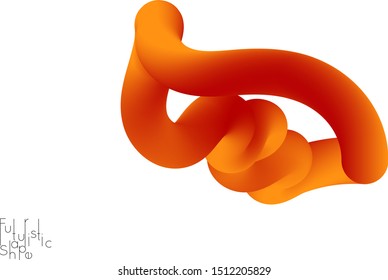 Abstract 3D fluid shape isolated on white background. Colorful gradient twisted element for web banner or flyer. Multicolored blend with swirls  waves and twists.