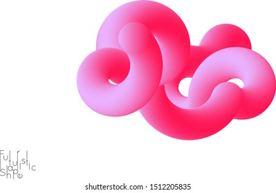 Abstract 3D fluid shape isolated on white background. Colorful gradient twisted element for web banner or flyer. Multicolored blend with swirls  waves and twists.