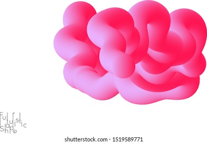 Abstract 3D fluid shape isolated on white background. Colorful gradient twisted element for web banner or flyer. Multicolored blend with swirls  waves and twists.