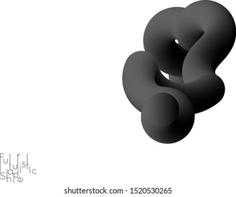 Abstract 3D fluid shape isolated on white background. Colorful gradient twisted element for web banner or flyer. Multicolored blend with swirls  waves and twists.