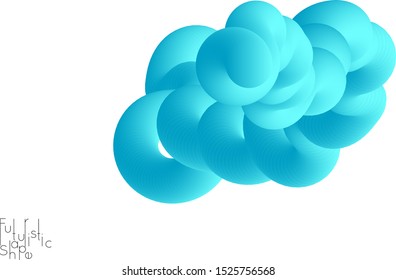 Abstract 3D fluid shape isolated on white background. Colorful gradient twisted element for web banner or flyer. Multicolored blend with swirls  waves and twists.