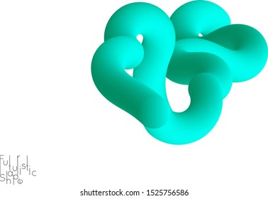 Abstract 3D fluid shape isolated on white background. Colorful gradient twisted element for web banner or flyer. Multicolored blend with swirls  waves and twists.