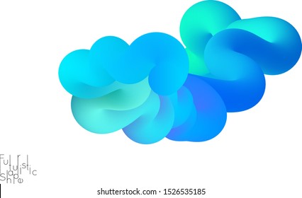 Abstract 3D fluid shape isolated on white background. Colorful gradient twisted element for web banner or flyer. Multicolored blend with swirls  waves and twists.
