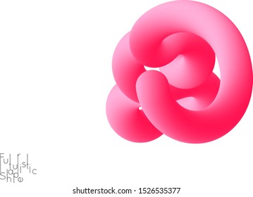 Abstract 3D fluid shape isolated on white background. Colorful gradient twisted element for web banner or flyer. Multicolored blend with swirls  waves and twists.
