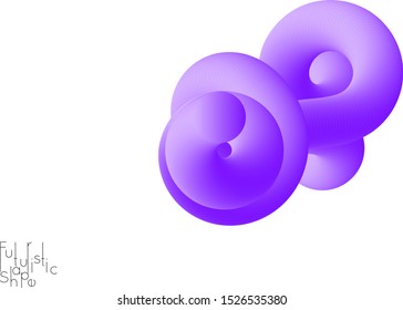 Abstract 3D fluid shape isolated on white background. Colorful gradient twisted element for web banner or flyer. Multicolored blend with swirls  waves and twists.