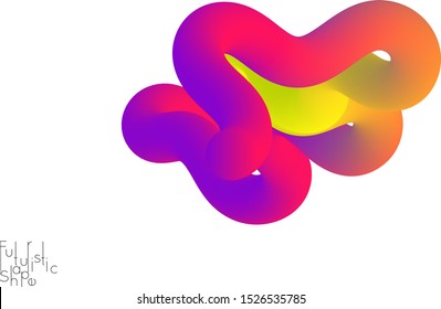 Abstract 3D fluid shape isolated on white background. Colorful gradient twisted element for web banner or flyer. Multicolored blend with swirls  waves and twists.