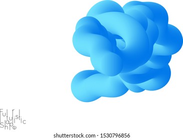 Abstract 3D fluid shape isolated on white background. Colorful gradient twisted element for web banner or flyer. Multicolored blend with swirls  waves and twists.
