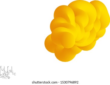 Abstract 3D fluid shape isolated on white background. Colorful gradient twisted element for web banner or flyer. Multicolored blend with swirls  waves and twists.