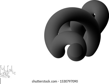 Abstract 3D fluid shape isolated on white background. Colorful gradient twisted element for web banner or flyer. Multicolored blend with swirls  waves and twists.