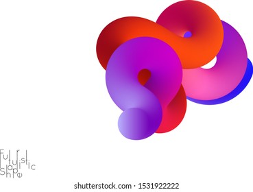 Abstract 3D fluid shape isolated on white background. Colorful gradient twisted element for web banner or flyer. Multicolored blend with swirls  waves and twists.