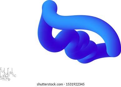 Abstract 3D fluid shape isolated on white background. Colorful gradient twisted element for web banner or flyer. Multicolored blend with swirls  waves and twists.
