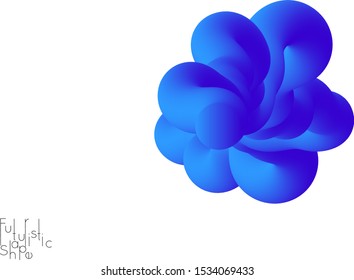 Abstract 3D fluid shape isolated on white background. Colorful gradient twisted element for web banner or flyer. Multicolored blend with swirls  waves and twists.