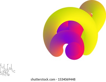 Abstract 3D fluid shape isolated on white background. Colorful gradient twisted element for web banner or flyer. Multicolored blend with swirls  waves and twists.