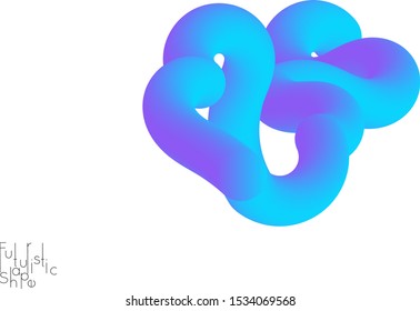 Abstract 3D fluid shape isolated on white background. Colorful gradient twisted element for web banner or flyer. Multicolored blend with swirls  waves and twists.