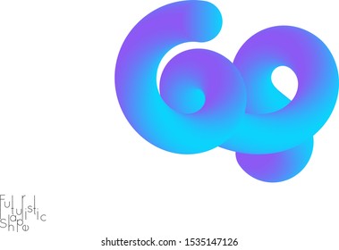 Abstract 3D fluid shape isolated on white background. Colorful gradient twisted element for web banner or flyer. Multicolored blend with swirls  waves and twists.