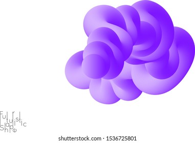 Abstract 3D fluid shape isolated on white background. Colorful gradient twisted element for web banner or flyer. Multicolored blend with swirls  waves and twists.